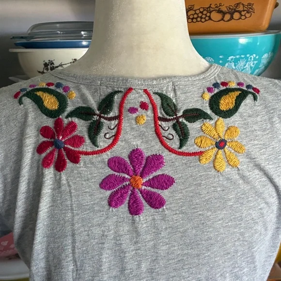 Johnny Was JWLA Love, Floral, and Birds Gray Tunic Dress - Size Medium - Picture 6 of 15